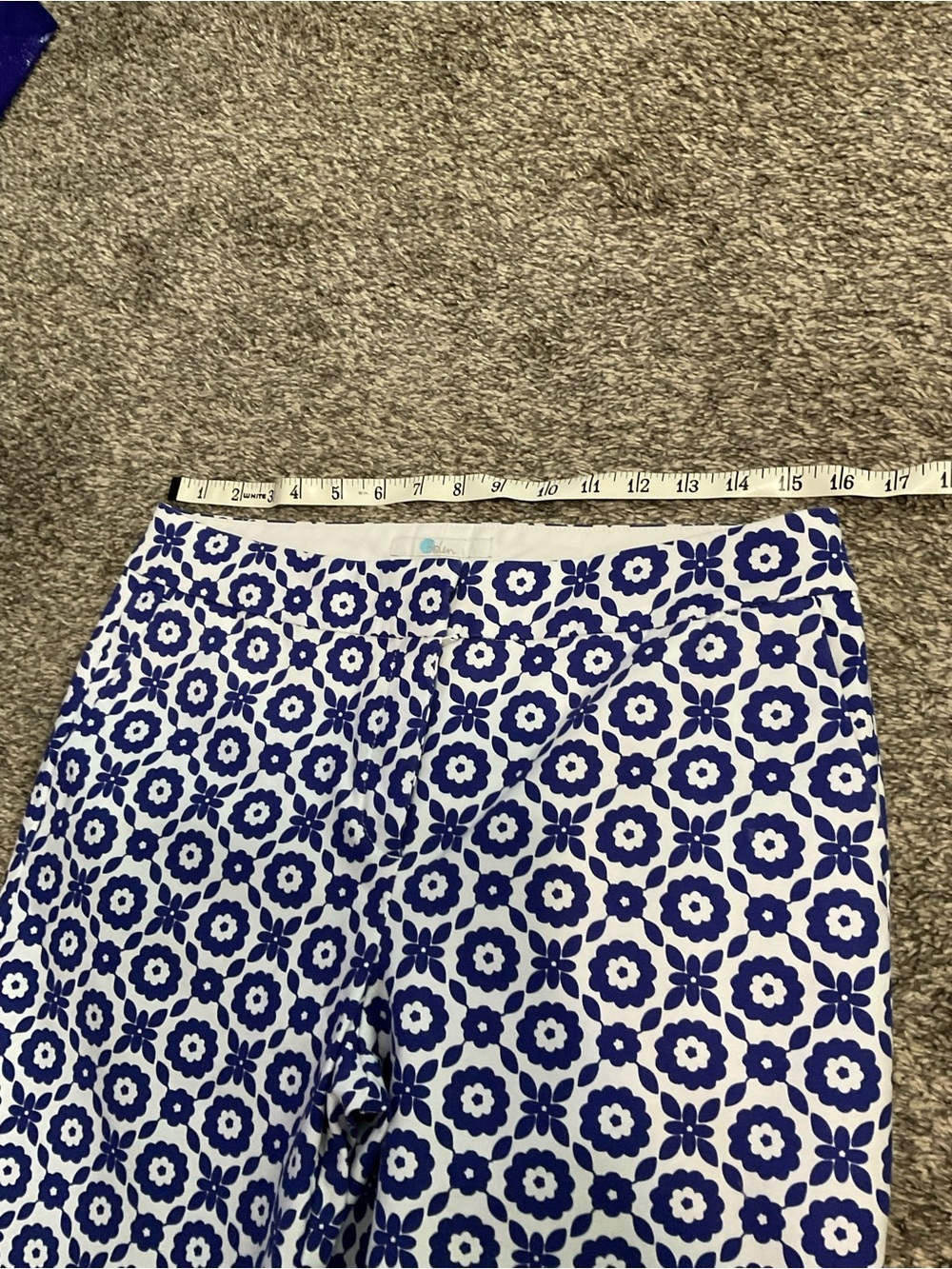 Boden Blue & White Floral stretch Slimming Ankle Cropped Trouser - Picture 6 of 7